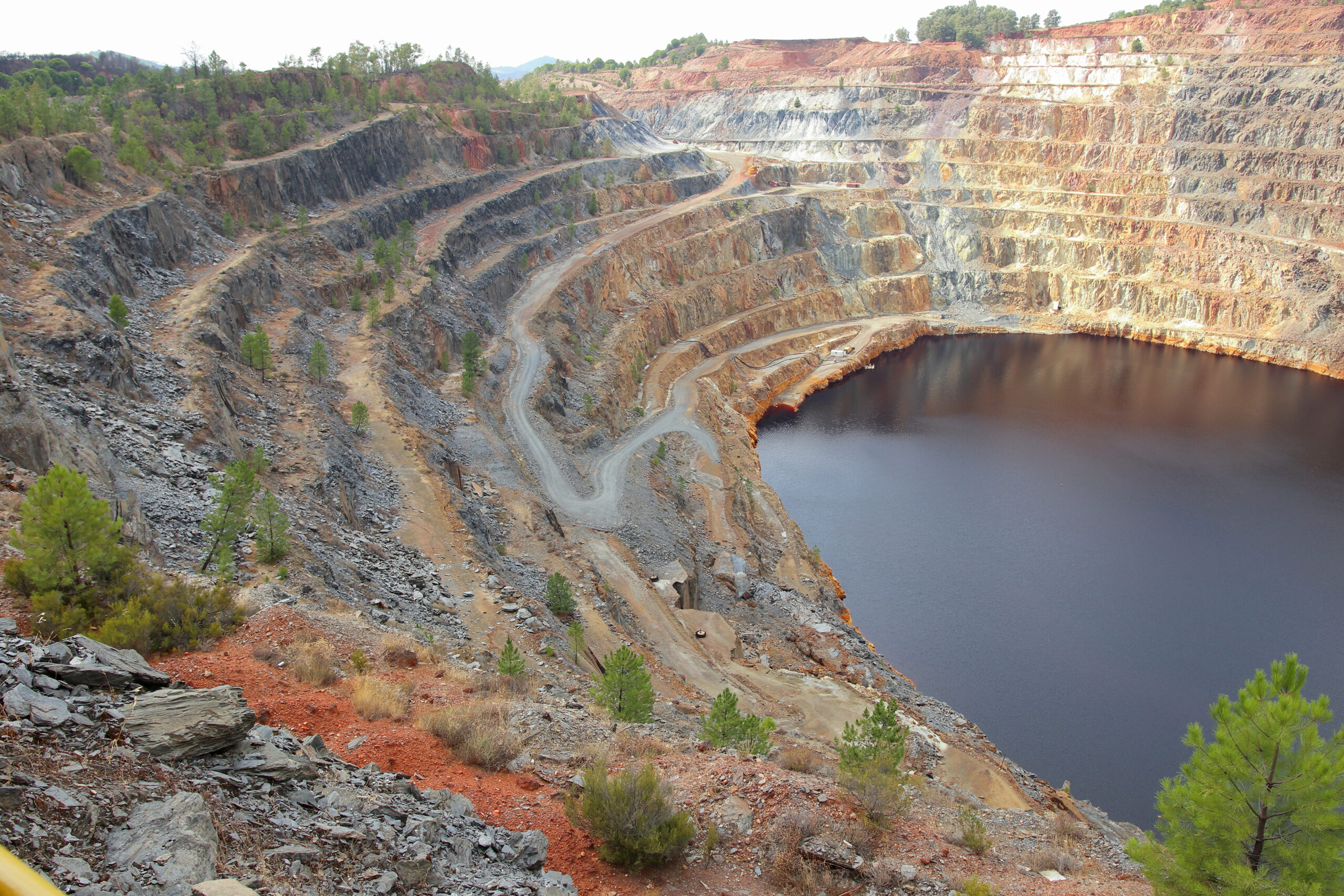 high angle shot of a lake in a quarry